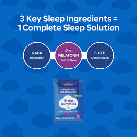 Sachet de gummies Dream Water avec étiquette et informations nutritionnelles