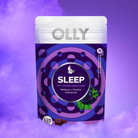 Sachet de gummies OLLY Sommeil ouvert avec des gummies visibles