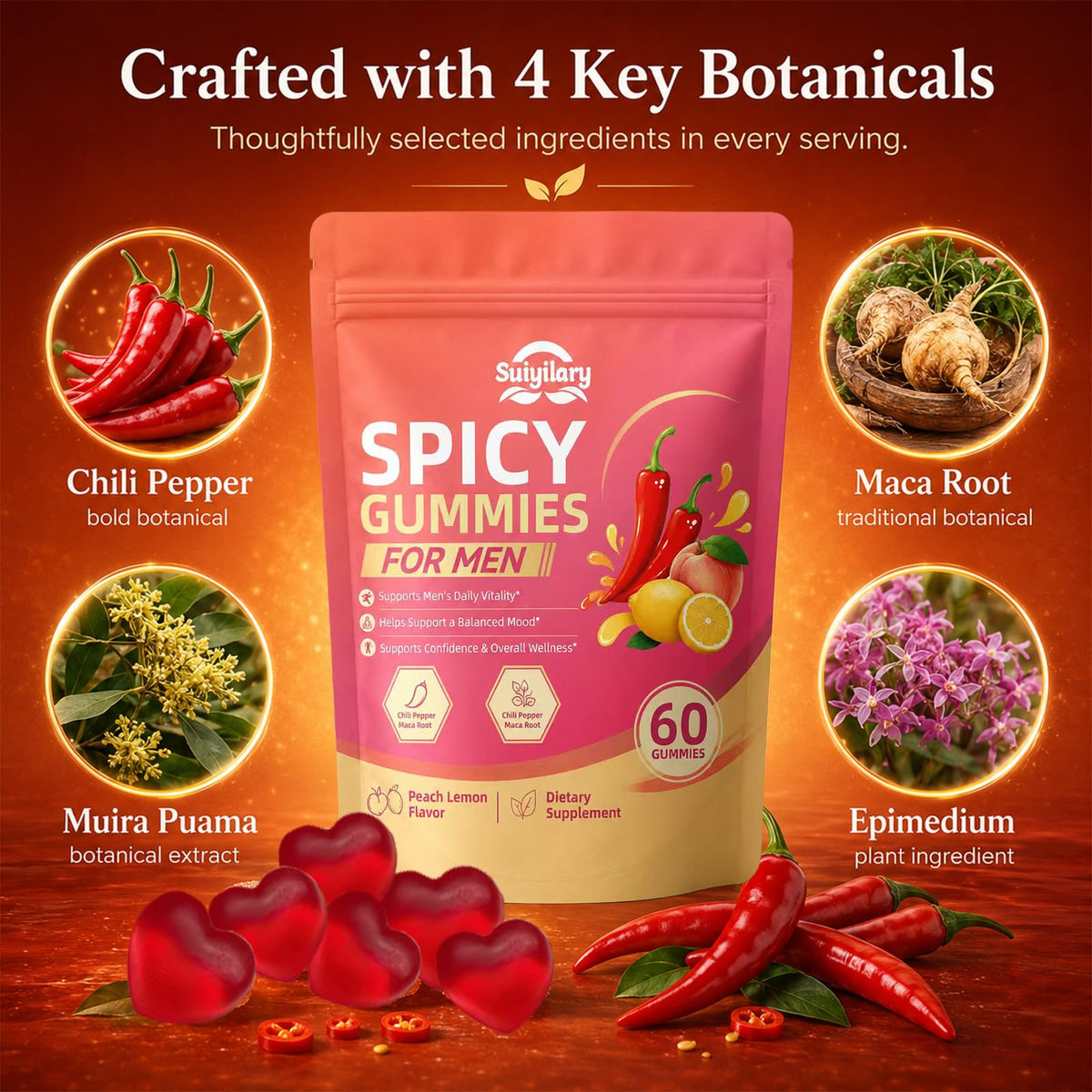 Sachet de gummies Suiyilary sur fond neutre, présentation du produit