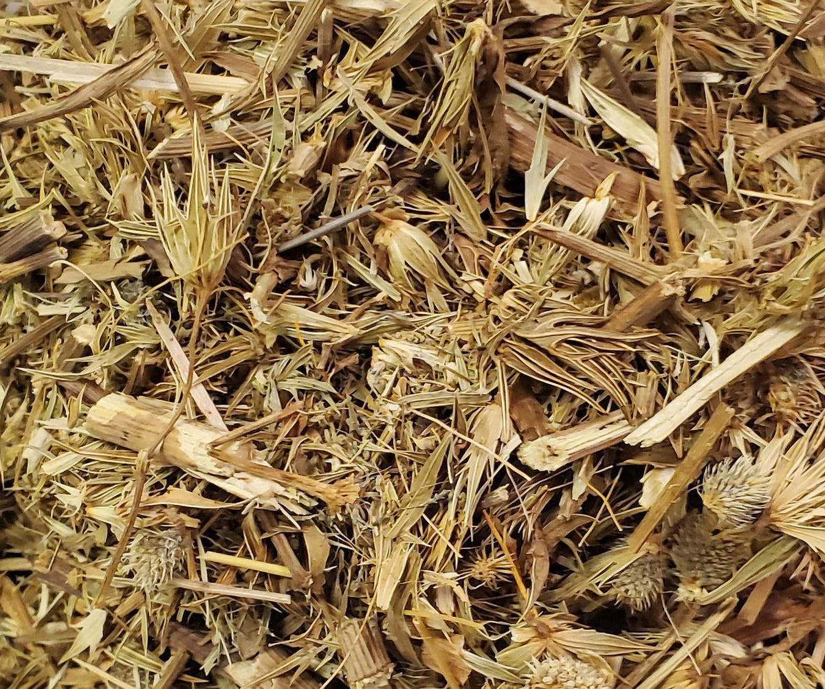 Sachet de Hierba Del Sapo ouvert montrant l'herbe séchée à l'intérieur