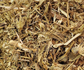 Sachet de Hierba Del Sapo ouvert montrant l'herbe séchée à l'intérieur