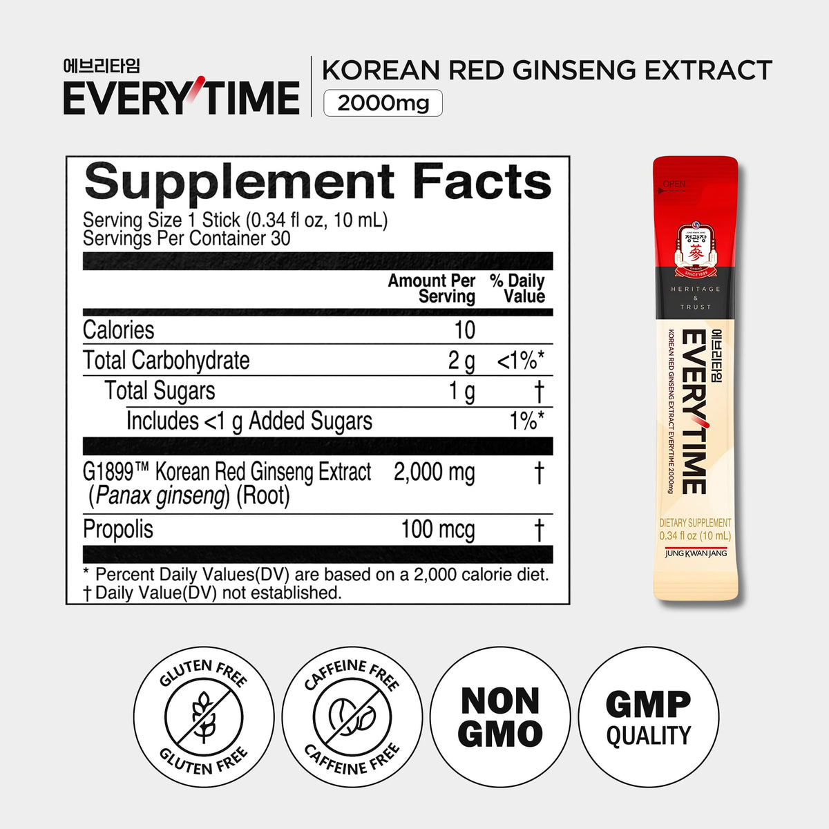 Sachet de JUNG KWAN JANG Extrait de Ginseng Rouge ouvert