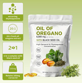 Sachet de KITABIO Huile d'Origan gélules avec informations nutritionnelles