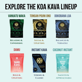 Sachet de Koa Kava avec une vue des ingrédients