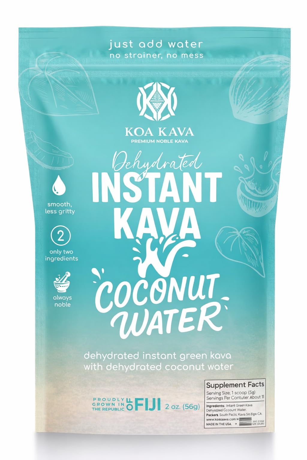 Sachet de Koa Kava Poudre Instantanée 59g avec Eau de Coco