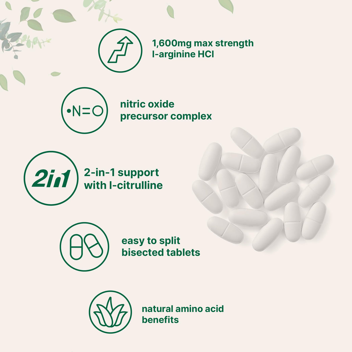 Sachet de L-Arginine 1 600mg avec étiquette et informations