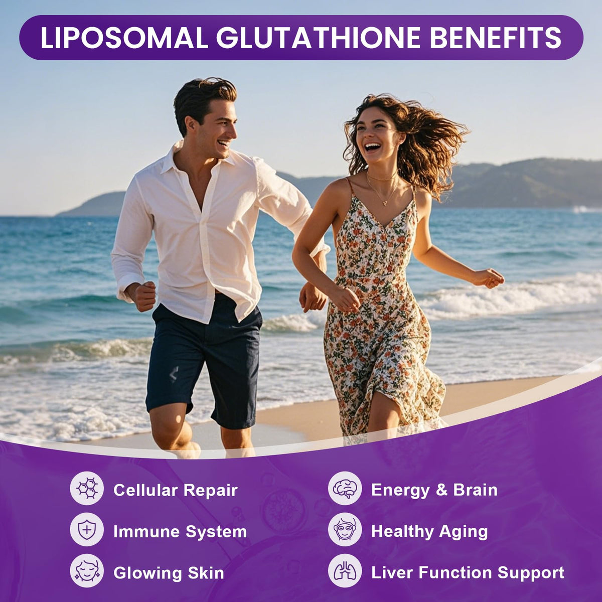 Sachet de Liposomal Glutathione avec eau, préparation pour consommation