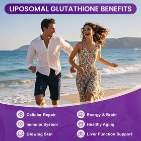 Sachet de Liposomal Glutathione avec eau, préparation pour consommation
