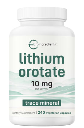 Sachet de Lithium Orotate 10mg Micro Ingredients avec 240 gélules végétales