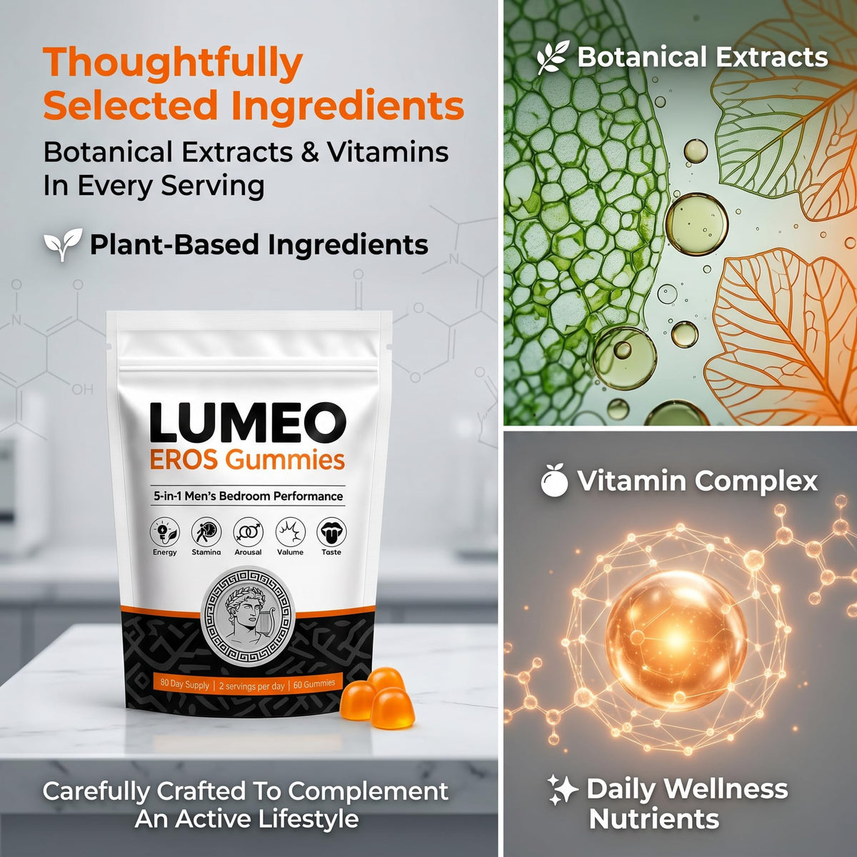 Sachet de Lumeo Eros Gummies ouvert, montrant les gummies à l'intérieur