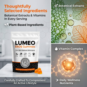 Sachet de Lumeo Eros Gummies ouvert, montrant les gummies à l'intérieur