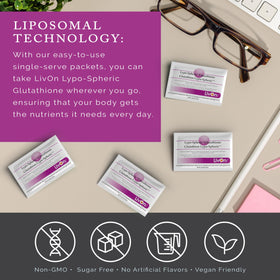 Sachet de Lypo-Spheric Glutathione ouvert, poudre visible