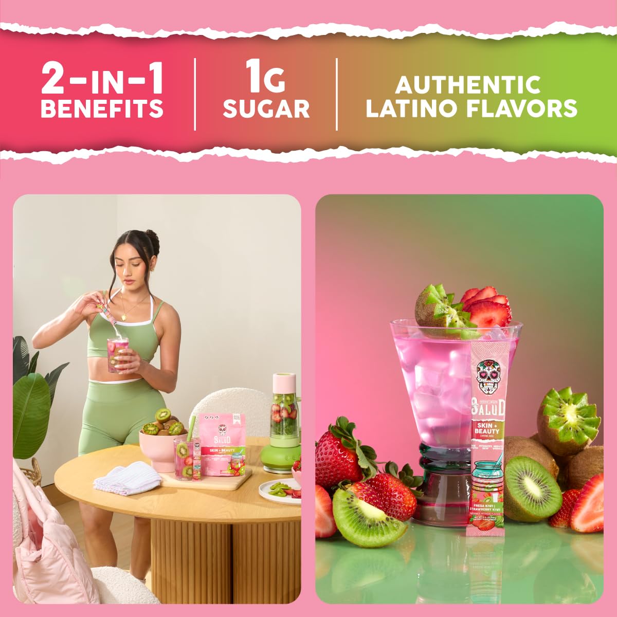 Sachet de Mélange Beauté 2-en-1 Taste Salud ouvert