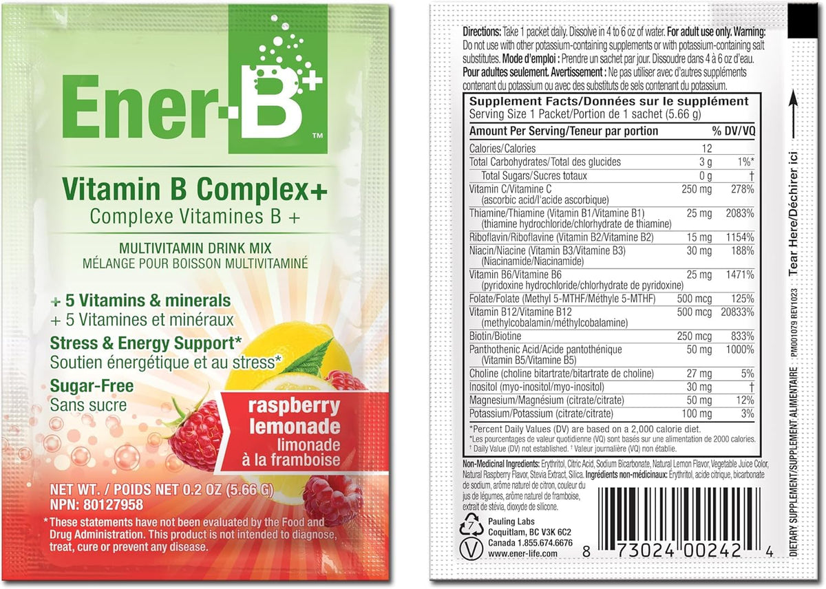 Sachet de mélange de boisson Ener-C à côté d'un verre d'eau