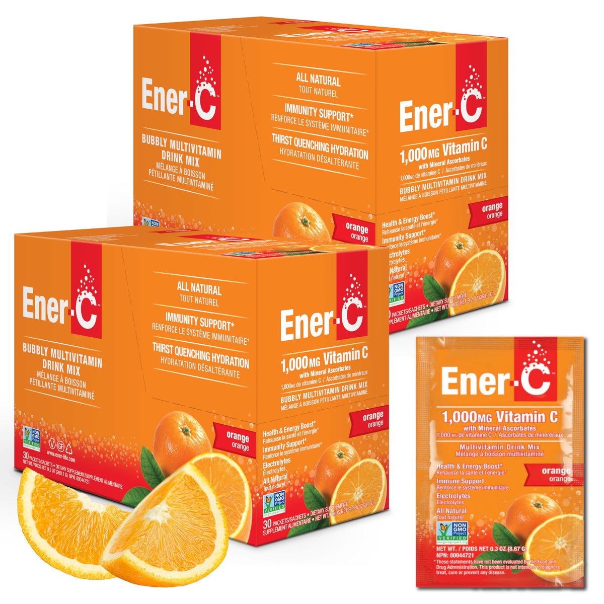 Sachet de mélange de boisson multivitaminé Ener-C orange