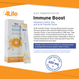 Sachet de mélange de boisson orange 4Life ouvert