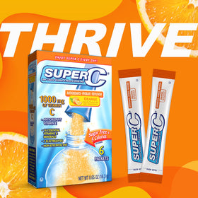 Sachet de mélange de boisson Super C ouvert avec poudre orange