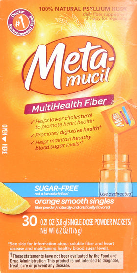 Sachet de Metamucil Fibres Singles dans un verre d'eau
