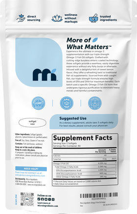 Sachet de Micro Ingredients Huile de Poisson Omega 3 ouvert