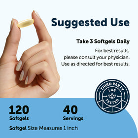 Sachet de Micro Ingredients Huile de Poisson Omega 3 sur une surface blanche
