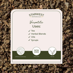 Sachet de Mullein bio Starwest Botanicals avec étiquette de certification bio