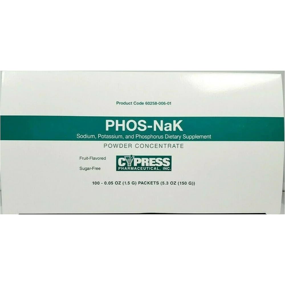 Sachet de Phos-NaK de Cypress Pharmaceutical vue avant avec étiquetage clair