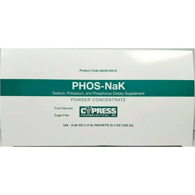 Sachet de Phos-NaK de Cypress Pharmaceutical vue avant avec étiquetage clair