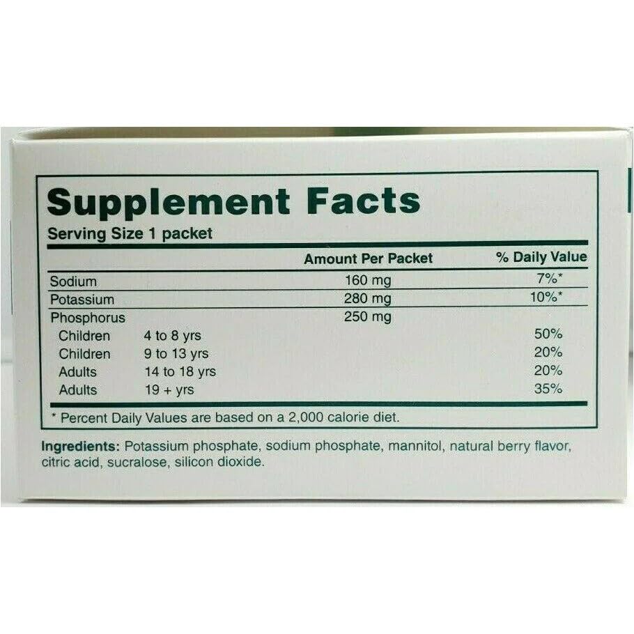 Sachet de Phos-NaK ouvert avec poudre fruitée à l'intérieur