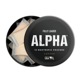 Sachet de poche nootropique ALPHA entre la joue et la gencive