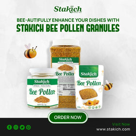 Sachet de pollen d'abeille Stakich sur une table en bois
