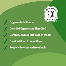 Sachet de Poudre d'Amla FGO avec label USDA Organic