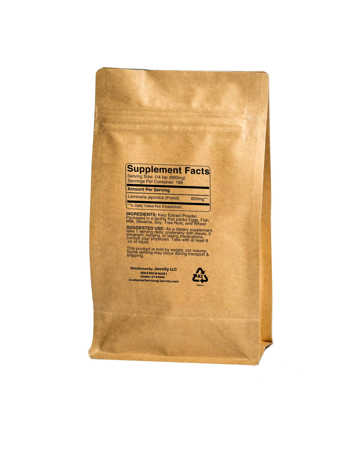Sachet de poudre d'extrait d'algue brune Jovvily ouvert