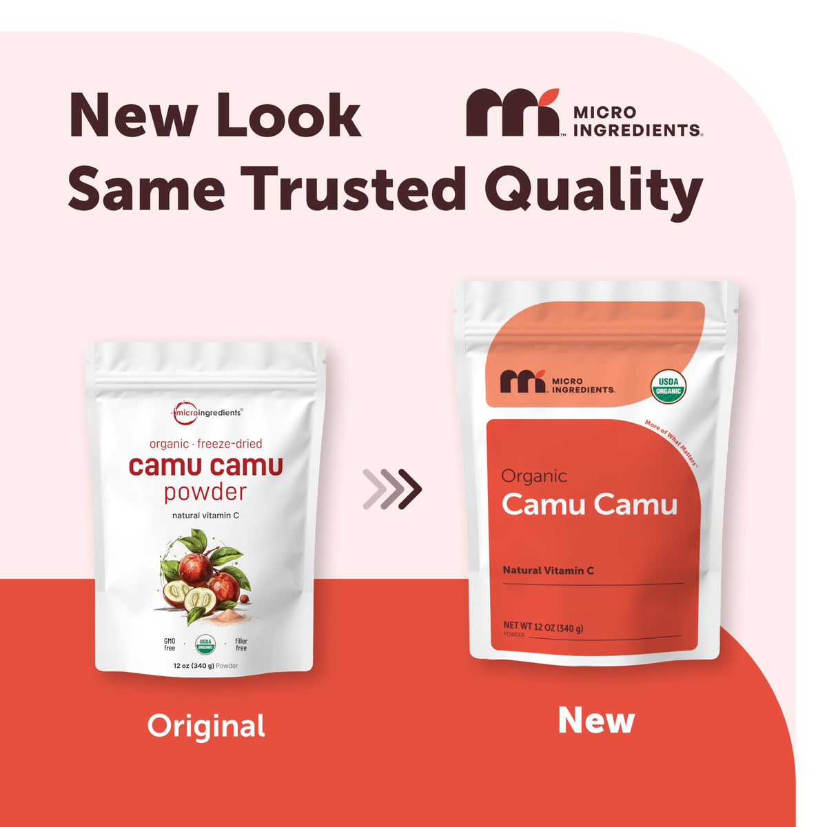 Sachet de poudre de camu camu bio Micro Ingredients ouvert