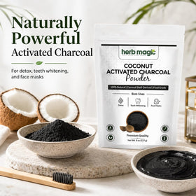 Sachet de poudre de charbon actif Herb Magic ouvert