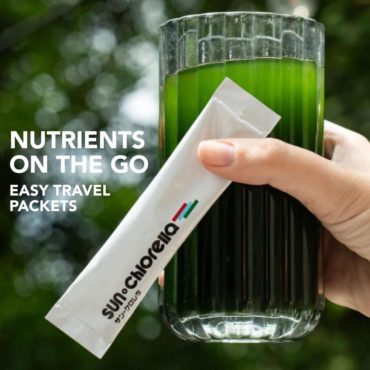 Sachet de poudre de chlorelle Sun Chlorella ouvert