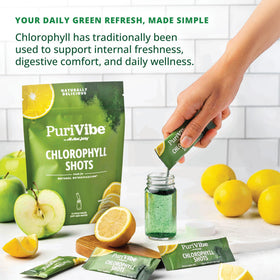 Sachet de poudre de chlorophylle All About Juicing ouvert