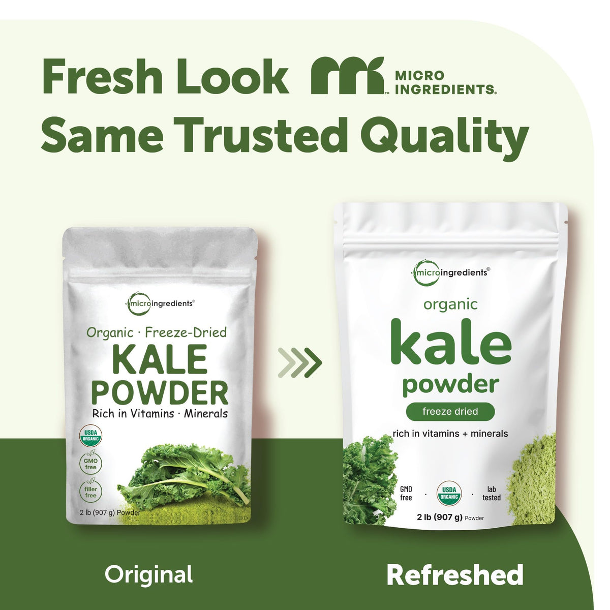 Sachet de poudre de chou frisé bio, côté
