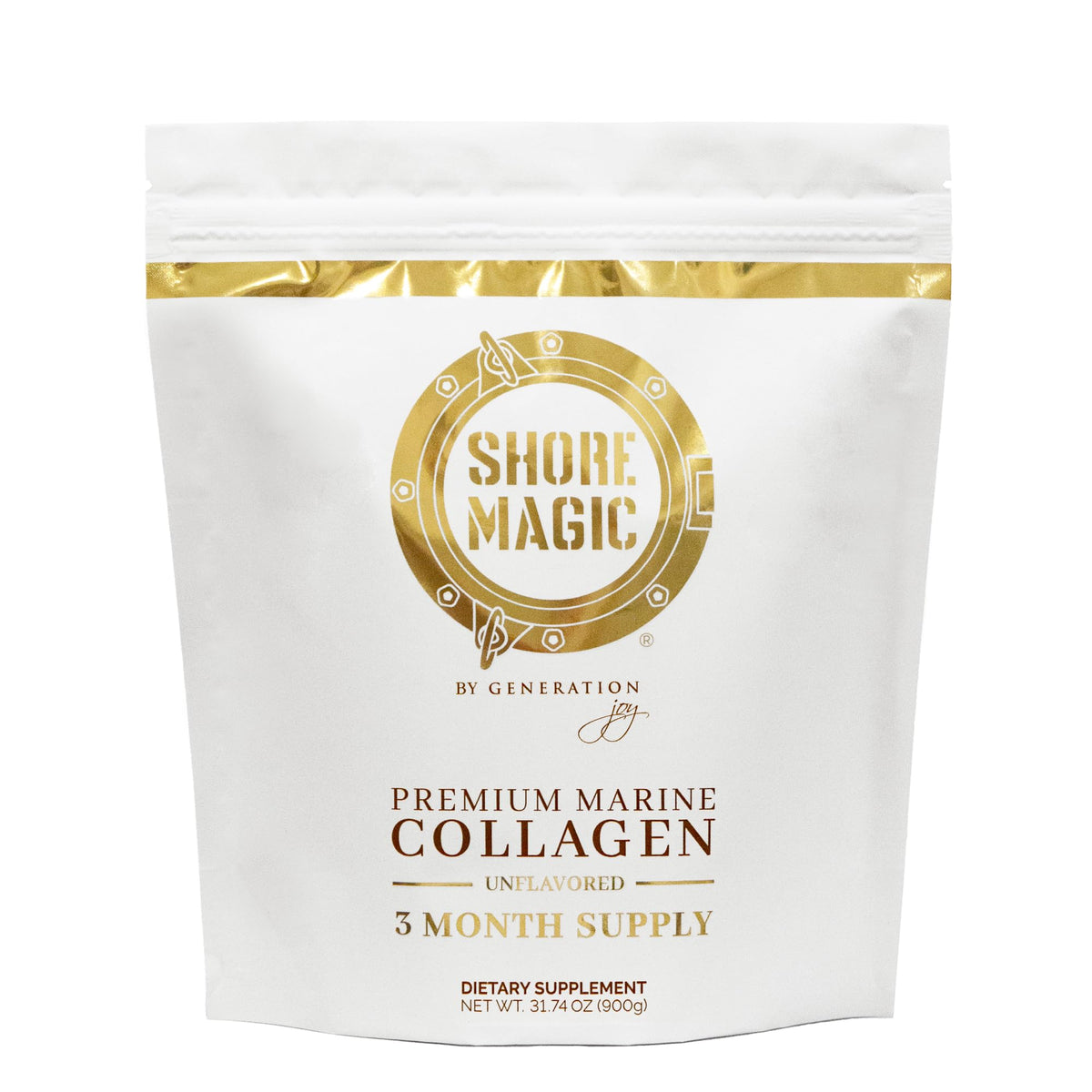 Sachet de poudre de collagène marin Shore Magic 900g vue avant
