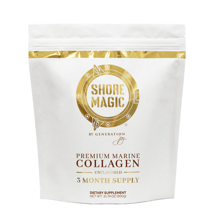 Sachet de poudre de collagène marin Shore Magic 900g vue avant