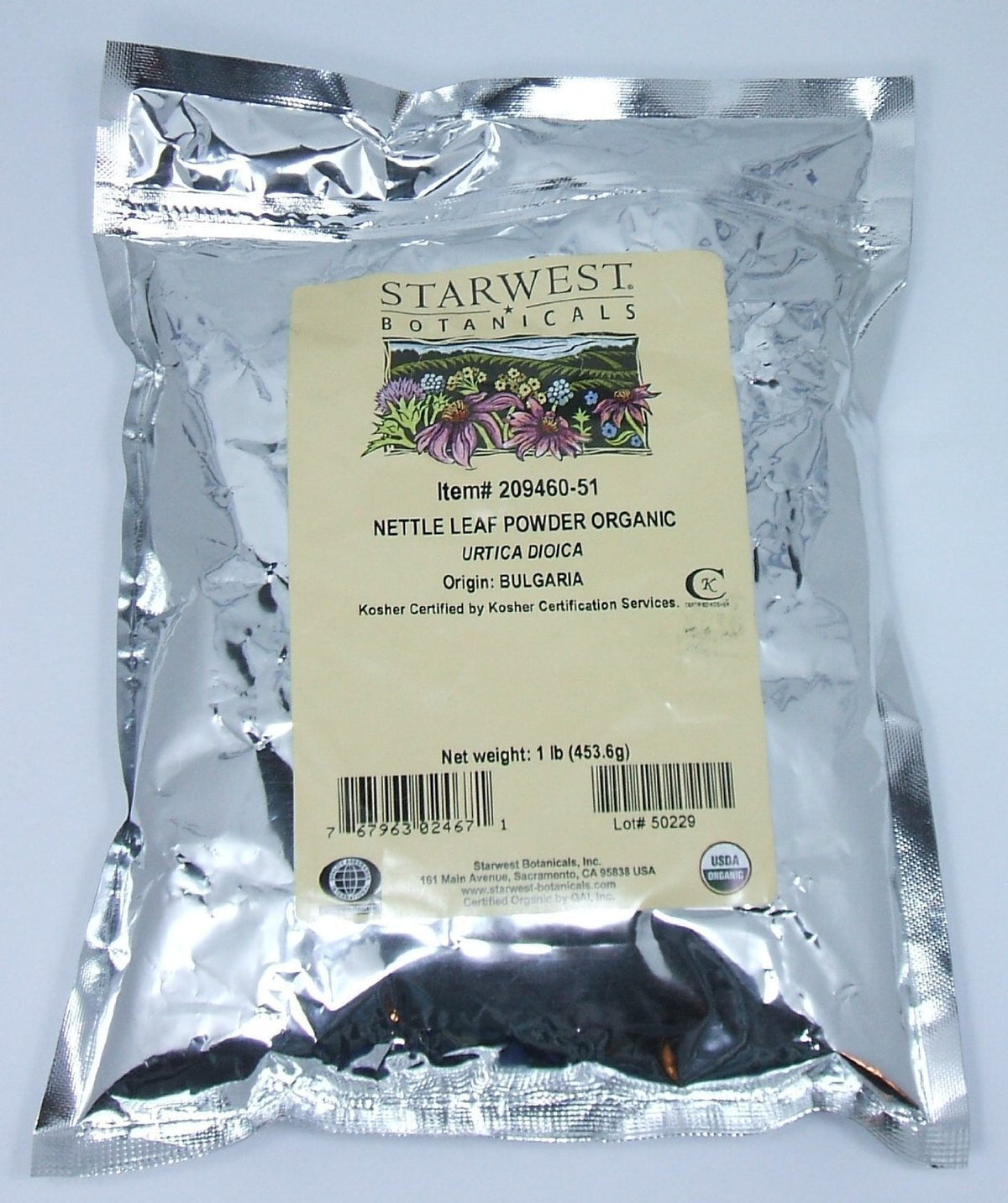 Sachet de Poudre de Feuille d'Ortie Bio Starwest Botanicals 472g