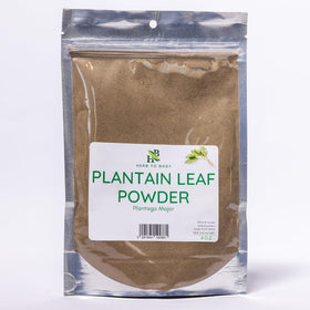 Sachet de poudre de feuille de plantain Herb To Body 125g, avant