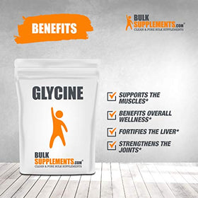 Sachet de poudre de glycine BulkSupplements avec étiquette