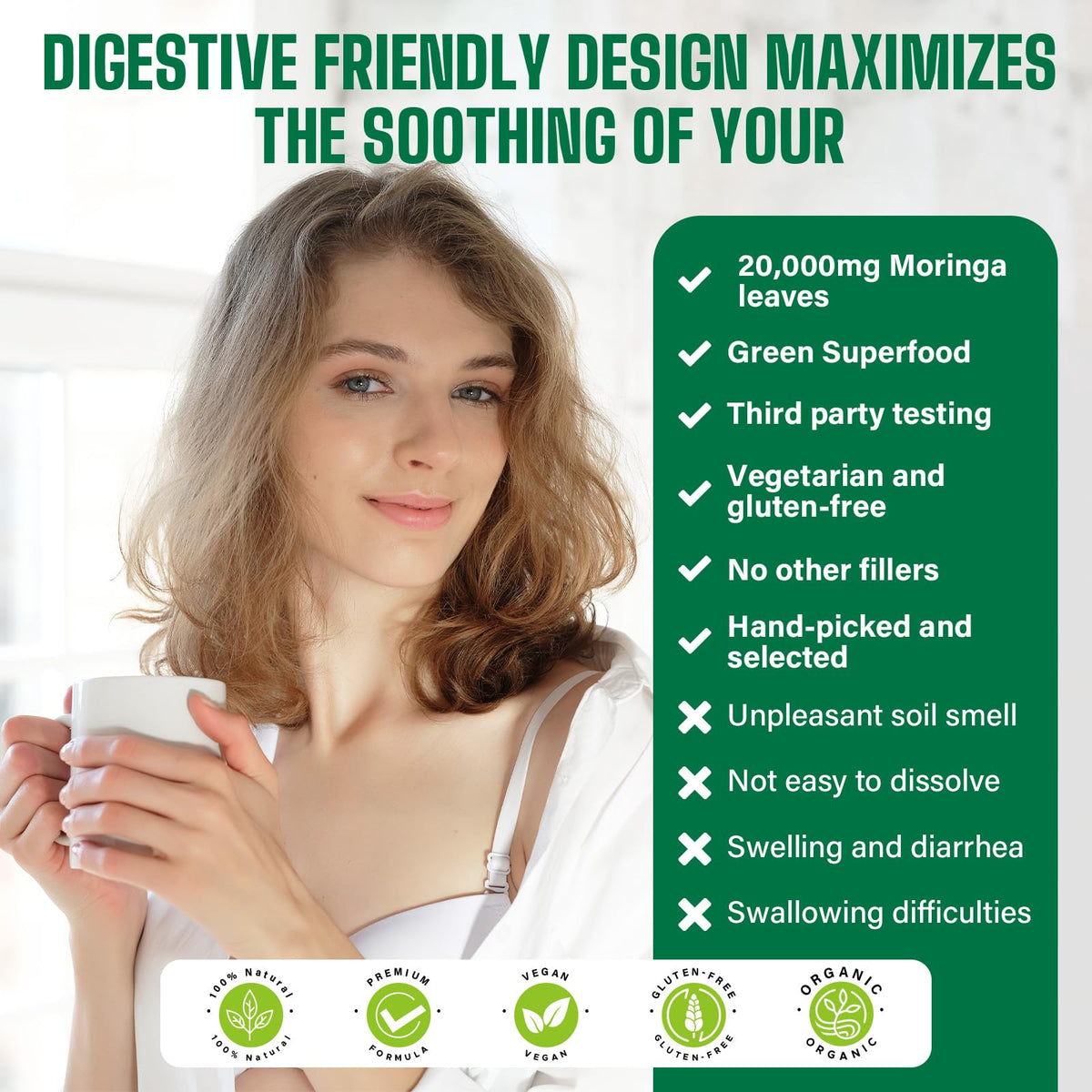 Sachet de poudre de moringa bio Easinloty sur une table