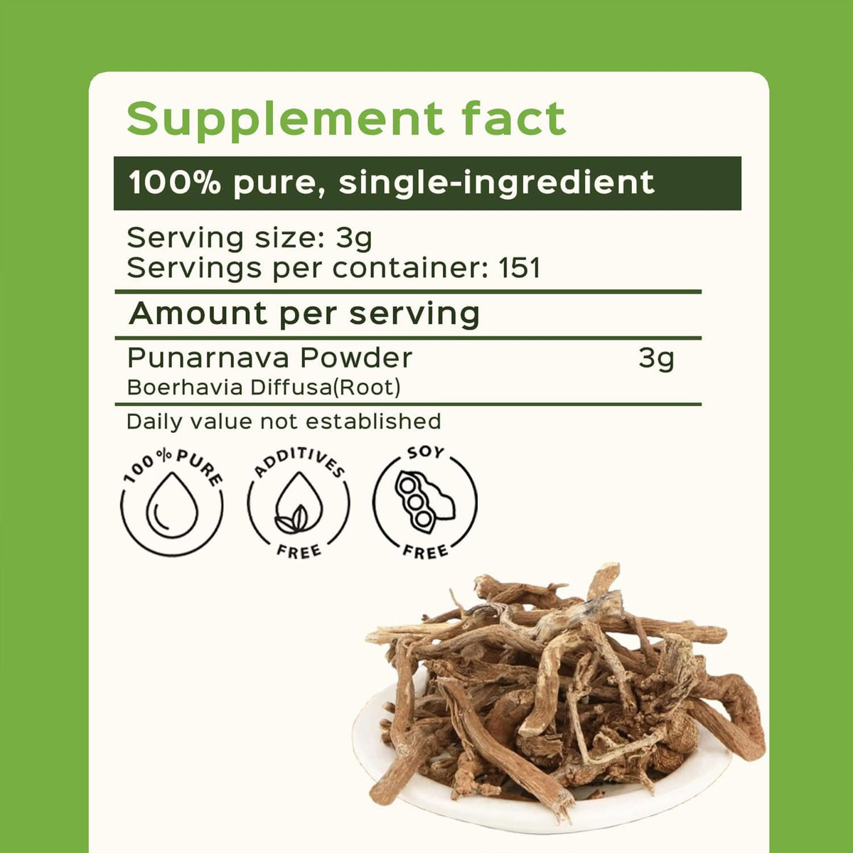 Sachet de Poudre de Punarnava Bixa BOTANICAL ouvert