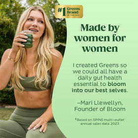 Sachet de poudre de superfood greens Bloom Nutrition avec fruits