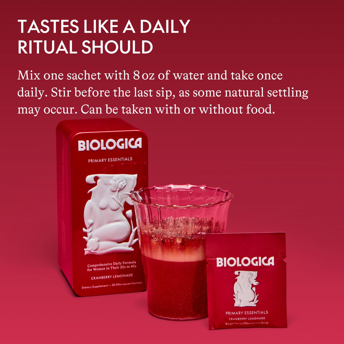 Sachet de poudre multivitamines Biologica avec une cuillère