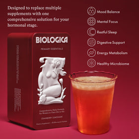 Sachet de poudre multivitamines Biologica ouvert avec contenu