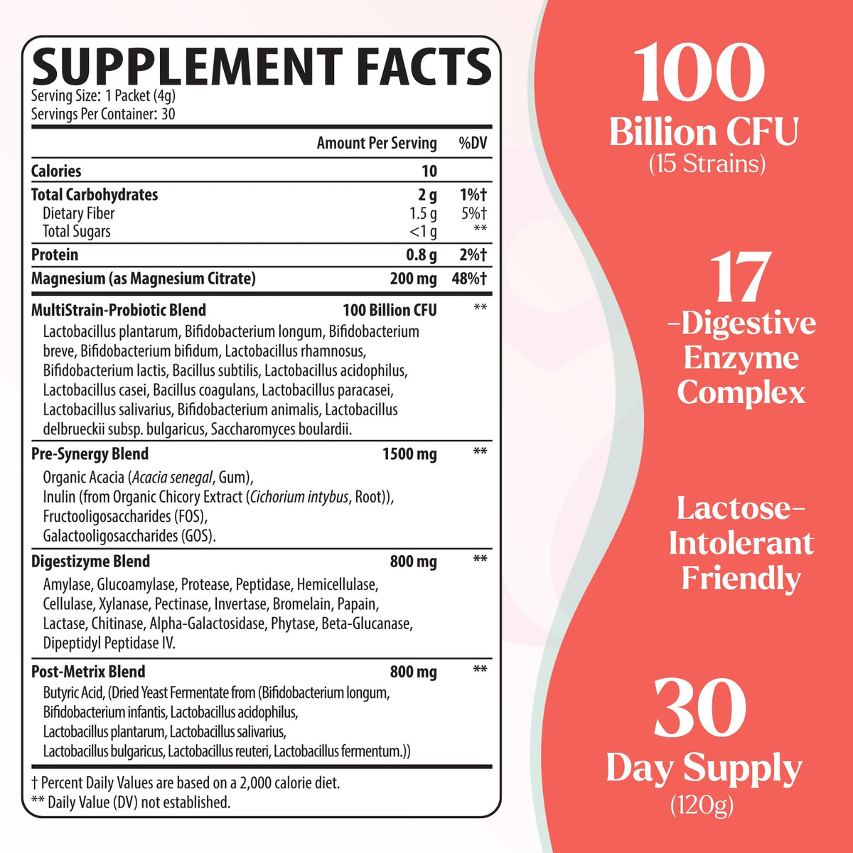 Sachet de poudre probiotique Bukouede avec informations nutritionnelles