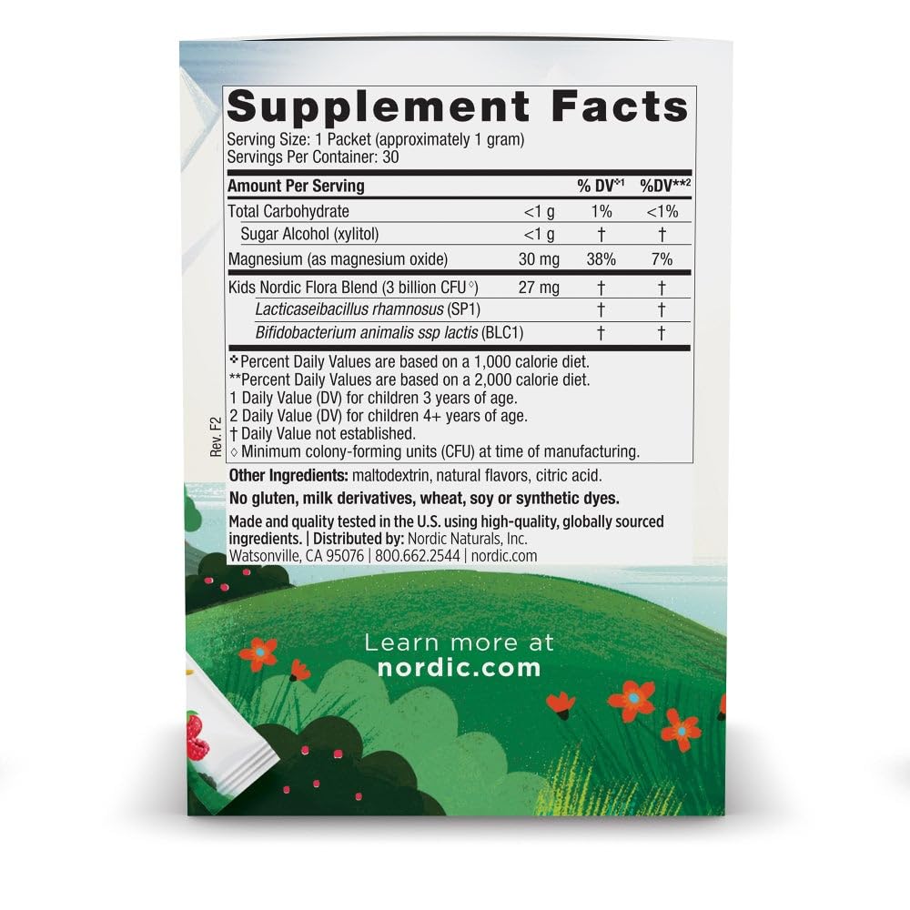 Sachet de poudre probiotique Nordic Naturals ouvert