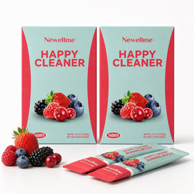 Sachet de poudre superaliment Happy Cleaner Greens de NEWELLME, saveur fruits